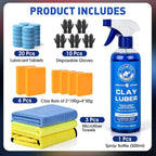 Clay Bars Kit, 6 Clay Bars & 20 PCS Lubricant Tablets, Complete Car Detailing Kit, Spray Bottle, Disposable Gloves and Microfiber Towels for Car Detailing Cleaning