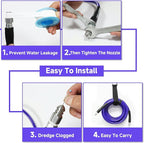 NIFUAL 100FT Sewer Jetter Kit for Pressure Washer, 5800PSI Drain Cleaner Hose 1/4 Inch NPT Corner, Rotating and Button Hose Sewer Jetting Nozzle Waterproof Tape Pearl Corsage Pin Spanner Glove