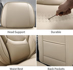 Chezope Car Seat Covers Full Set, Beige Leather Seat Covers, Breathable Front and Back Car Seat Protectors, Wear-Resistant Seat Covers Universal Fit for Most Cars SUV Truck (Beige-Solid, Full Set)