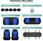 FH Group Automotive Car Seat Covers Full Set Premium 3D Air Mesh Front Seat Covers, Airbag Compatible & Split Bench Cover Universal Fit Interior Accessories for Cars Trucks and SUVs - Blue