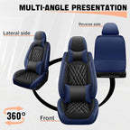 Car Seat Covers Compatible with Toyota Camry 2012-2026 Durable Waterproof Automotive Seat Covers Stretchable Fabric Material,Airbag Compatibility,Premium Nappa Leather(Black Blue,Full Set with Pillow)