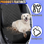 Dog Car Front Seat Cover with Side Flaps, Waterproof & Scratch Proof Car Seat Protector for Dog, Nonslip Pet Car Seat Pad with Safety Belt, Fit for Most Cars SUVs Trucks Jeeps (Black)
