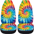 BIGCARJOB Tie Dye Theme Car Interior Accessories Sets Hippie Tie Dye Car Seat Cover Set for Front Seat Only 2 Pieces Auto Seat Accessories Vehicle Bucket Seat Protector