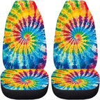 BIGCARJOB Tie Dye Theme Car Interior Accessories Sets Hippie Tie Dye Car Seat Cover Set for Front Seat Only 2 Pieces Auto Seat Accessories Vehicle Bucket Seat Protector