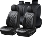 Coverado Car Seat Covers Full Set, Seat Covers for Cars, Front Seat Covers and Back Seat Cover Waterproof Leather Automotive Seat Cover, Universal Car Interior Protectors Cushion for Most Cars