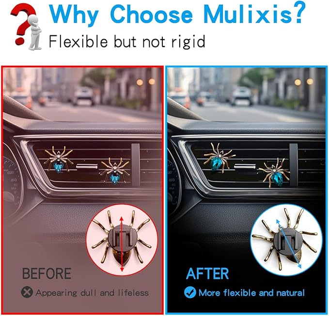 2 Pack Spiders Car Vent Clips Air Freshener Rhinestones Bling Aesthetic Car Vent Accessories Dash Blue Cool Goth Car Accessories