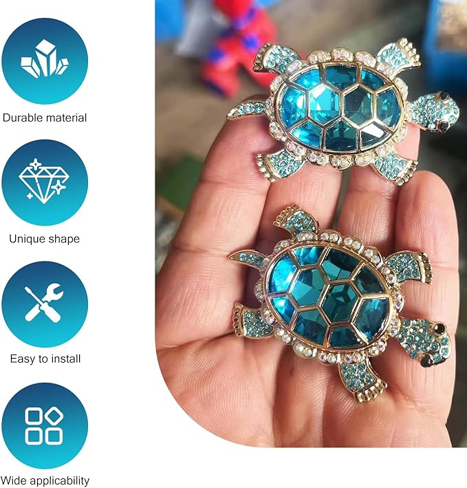 Turtle Car Accessories, Cute Turtle Air Fresheners Diffuser Vent Clip, Crystal Rhinestone Auto Air Conditioning Outlet Clip, Sea Turtles Car Decorative for Women (Blue, 2PCS)