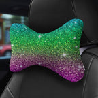Headrest Pillow for Car Seat, 2 Pcs Memory Foam Neck Support Pillow for Neck Pain Relief, Compatible with Beautiful Turquoise Bling Glitter Sparkles Pattern Car Office Soft Travel Pillow