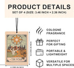 Vintage Boho Witchy Tarot Card Car Air Freshener 4 Pcs, the Star Sun Lovers Moon Tarot Card Air Freshener Hanging for Cars Books Closet Drawer, Witchy Car Accessories for Women Men