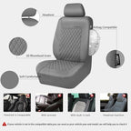 CAR PASS Quilting Faux Leather Seat Covers Full Set, Waterproof Deluxe PU Premium Auto Seat Cover, Breathable Seat Covers Universal Fit for Most Sedan SUV Van Small Truck, Airbag Compatible All Gray