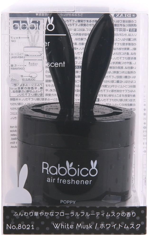 Diax RABBICO Poppy Rabbit Car/Home Air Freshener Japan 2 Packs White Musk Scent - Black