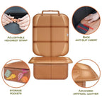Meolsaek Car Seat Protector for Child Car Seat, Durable 600D Fabric Waterproof Car Seat Cover with Thick Pad Non-Slip Backing，No Imprints (Tan-2 pcs)