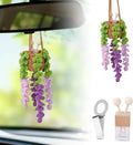 Crochet Car Air Freshener, 8ml Empty Refillable Oil Diffuser Bottle with Hanging Crochet Purple Wisteria Plant & Hanging Tools, Car Rearview Mirror Diffuser for Wall Art & Home & Office Decoration