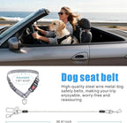 Idepet Dog Seat Belt for Car, 2 Pcs Stainless Steel Chew Proof Dog Seatbelt 3 in 1 Harness for Safety Heavy Duty Pet Seat Belt for Medium & Large Dogs Grey