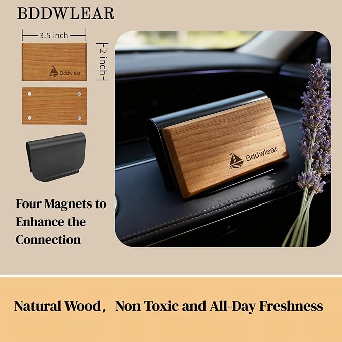 Car Air Freshener Wooden Visor Clip, Car Odor Eliminator Air Purifier with Scent Refills, Universal for Men Women, Vehicle Fragrance Diffuser for Car Truck SUV, 3 Pack (Amber Coconut Pine), Clip Included