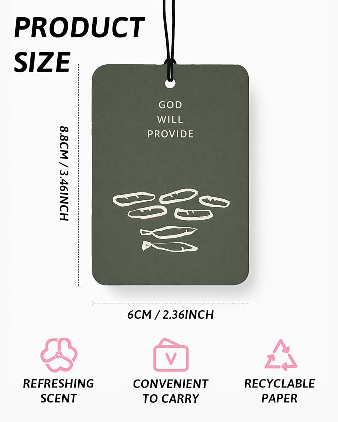 Neutral Christian Car Air Freshener 4 Pcs Coconut Scented, Religious Faith Bible Verse Car Accessories Mirror Decor for Women Men, Christian Hanging Air Freshener for Cars Closet Drawer Books
