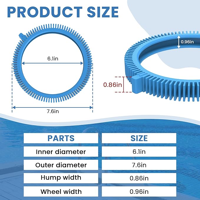 AMI PARTS 896584000-143 Pool Cleaner Front Tire with Humps for Concrete Pools Fits for Poolvergnuegen Cleaners 4 Pack