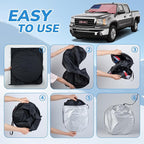 Windshield Sun Shade Original American Flag USA Patriotic Design - Folding Car Front Window Sunshade for Cars SUV Trucks, Max UV Blocking and Keep The Vehicle Cool XL