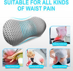 Lumbar Support Pillow for Office Chair, Memory Foam Lumbar Pillow for Lower Back Pain Relief (Grey)