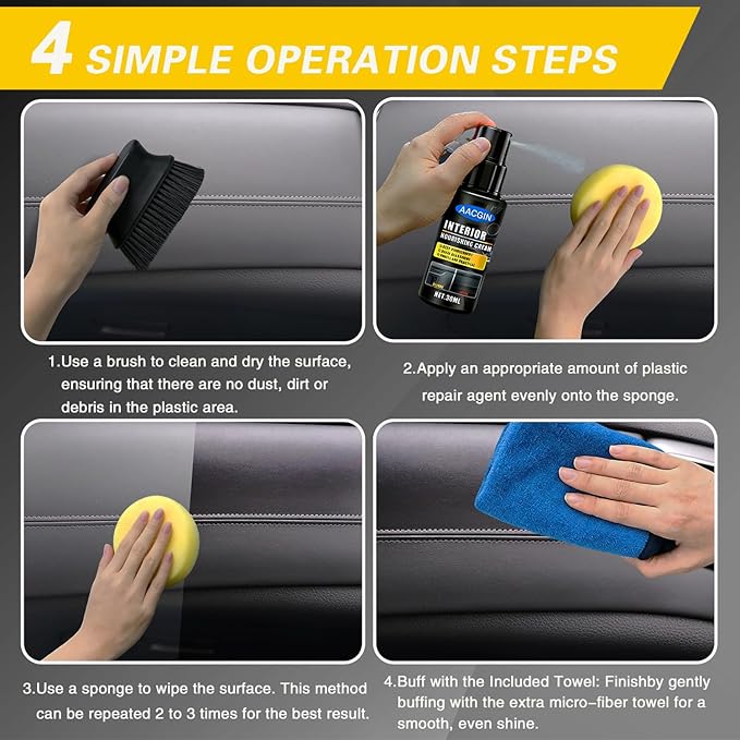 Black Trim Plastic Restorer for Cars – Refreshes Faded Plastic, Vinyl & Rubber Trim with Polish for Deep Shine – Protects Against UV & Dirt – Black Exterior & Interior Care for Detailing - 30ml *2.