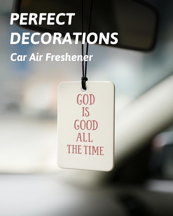 Pink Christian Air Freshener 4 Pcs, Religious Faith Based Bible Verse Hanging Air Freshener for Cars Closet Drawer Books, Girly Christian Car Accessories Mirror Decor for Women