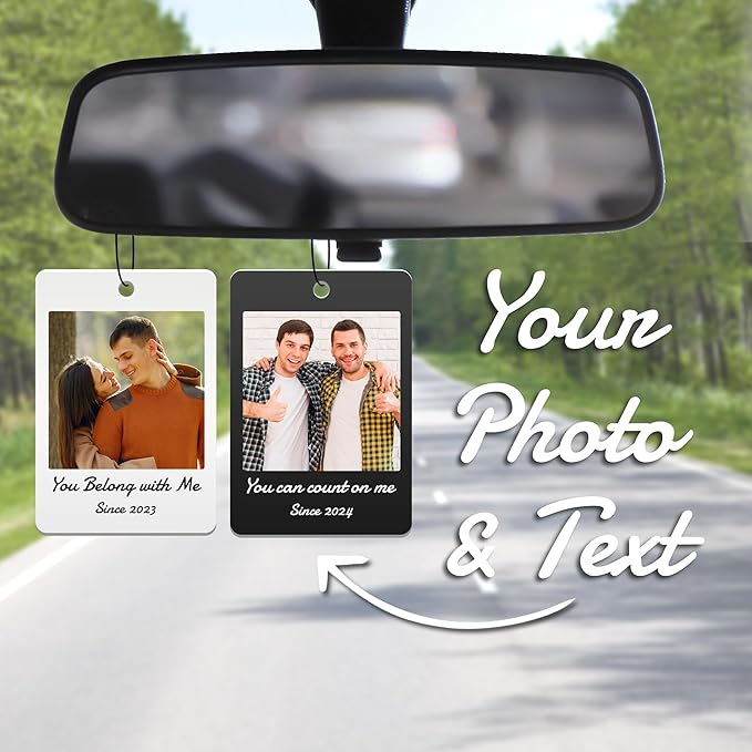 Custom Air Fresheners with Picture | Personalized Air Freshener for Car with Funny Face | Customized Photo Hanging Rectangle Air Freshener | Personalized Cute Deco Gifts for Car, Home