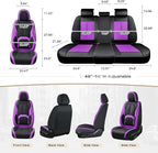 Coverado Car Seat Covers Front Seats, 2 Pack Nappa Leather Seat Covers for Cars, Waterproof Car Seat Protector with Lumbar Support, Front Seat Covers Universal Fit for Most Cars (Black&Purple)
