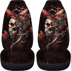 Skull Butterfly Car Seat Covers Comfortable Front Car Seat Covers Elastic Fabrics Cars Interior Automotive Easy Installation Universal Fit Most Cars,SUV, Trucks