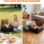Dog Car Seat for Small/Medium Dogs Under 35lbs, Soft Booster Car Seat with Detachable Washable Cover and Cushion, Memory Foam Pet Car Seat with Safety Belt and Storage Pockets, Puppy Dog Car Bed