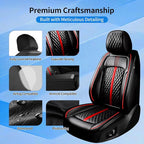 Fit CX-50 Car Seat Covers for Select Mazda CX50 2023-2026 - Premium Full Coverage Leather, Airbag Compatible, Luxury Waterproof All Weather Breathable Seat Protector, Full Set, Red Trim