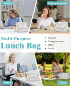Insulated Lunch Bag for Men & Women, 9L Leakproof Lunch Box Soft Cooler Tote with 5 Pockets, 600D Oxford, EVA Lining, Adjustable Strap for Work, Picnic, Beach&Travel-Corduroy Rainbow