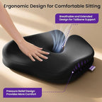 Seat Cushions for Office Chairs, Car Seat - Patented Coccyx Cushion for Tailbone Pain - Memory Foam Butt Cushion for Pressure Relief - Carry Handle & Non Slip Bottom (Black)