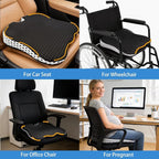 Car Seat Cushion for Long Driving Memory Foam Wedge Cushion for Back Pain & Tailbone Pain Relief Non Slip & Ergonomic Car Seat Pillow Pad, Universal Fit for Most Car Truck Office Chair & Wheelchair