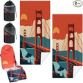 2 Pack Car Seat Towel Covers with Storage Bag 63 x 32 Inch Athletic Running Towel Seat Sweat Washable Non Slip Cover Gift for Car Outdoor Sport Activities (Golden Gate Bridge)