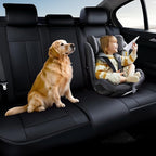 Coverado Dog Car Seat Cover for Back Seat Cover, Black Rear Car Seat Covers, 3-Pieces Waterproof Car Seat Cushion, Car Seat Protector, Leather Seat Cover Seat Protector Universal Fit Most Cars