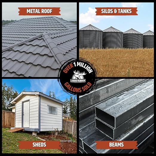 Liquid Rubber MetalSafe Sealant - Metal Roof Waterproof Membrane Coating and Corrosion Protection, Solar Resistant, Indoor and Outdoor Use, Easy to Apply, 1 Gallon, Black