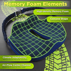 XL Truck Seat Cushion for Truck Driver Seat Cushion - Upgraded Back Support, CertiPUR-US® Certified - Thick Memory Foam, Pain Relief for Hours of Driving, Trucker Approved Big Rig - Navy
