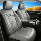 Fit Ioniq Car Seat Covers for Hyundai Ioniq 2017-2026 - Premium Leather, Waterproof, All-Weather, Airbag Compatible, Anti-Slip, Breathable, Easy Install, Seat Protectors, Full Set, Gray