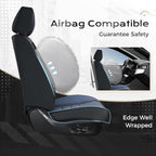 Coverado Car Seat Covers Full Set, Nappa Leather Seat Covers for Cars, Car Seat Protector Car Seat Cushion, Front and Back Seat Protectors Cushions Universal Fit for Most Cars Vehicles(Black&Blue)