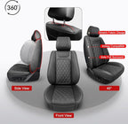 2 Pack Leather Front Car Seat Covers,Universal Breathable Full Surround Leather Car Seat Cover Protector,Split Waterproof Luxury Auto Black Seat Cover Cushion for Sedan Cars Pick-up Trucks SUV