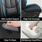 Fit for 98% of Mercedes Benz Car Seat Covers, Premium Nappa Leather Seat Cover, Fully Wrapped Protect Modern Style Seat Cover (2-Seat Standard, Black & Blue)