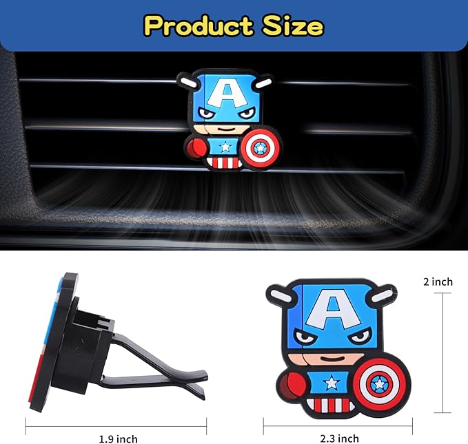 3-Pack Super Hero Gift Set Air Vent Decoration - Cute Marvel/DC Super Hero Decorative Vent Clip for Cars, Home or Office [Batman, Captain America, Iron Man]