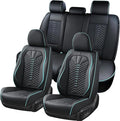 Coverado Leather Seat Covers, Car Seat Covers Full Set, Nappa Leather Seat Covers for Cars, Car Seat Protector Waterproof, Black Car Seat Cover, Universal Seat Cover Fit for Most Cars(Black&Blue)
