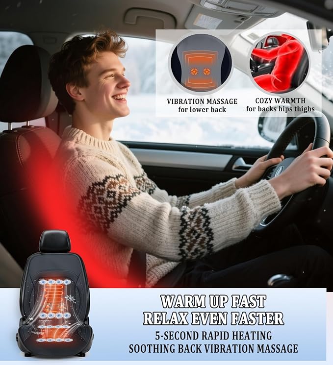 2026 Upgraded 3-in-1 Cooling Car Seat Cover with Climate Control & Massage, 12V Ventilated Cooling Seat Cushion for Summer, Universal Fit for Car SUV Truck Front Seat (black3)