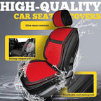 LINGVIDO Front Car Seat Covers, Faux Nappa Leather, Airbag Compatible and Waterproof Protectors for Sedans SUVs, Breathable Anti-Slip Interior for Commuters and Rideshare, Black/Red