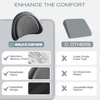 Skechers Lumbar Pillow Premium Memory Foam, Double-Layer-Office Chair Cushion for Tailbone Pain Relief,Butt Pillow for Office Chair,Car seat Cushion,Long Sitting Office Workers,and Car Drivers,Grey