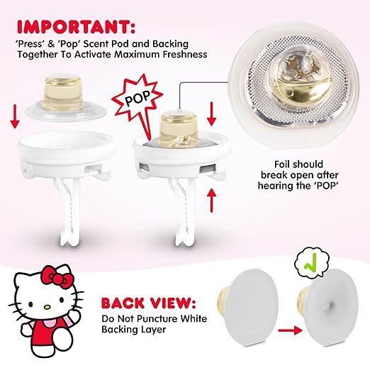 Sanrio Hello Kitty Car Air Freshener for Cars Trucks SUVs, Hello Kitty and Friends Cute Car Accessories for Women Car Decor Hello Kitty Car Accessories, Replaceable Scent Pods - Tropical Fruit Scent