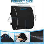 Large Lumbar Support Pillow for Office Chair, Car Seats and Home Desks, Ergonomic Back Support with Double Adjustable Straps, Machine Washable Cover, Black