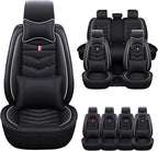 Car Seat Cover for Ford Explorer 2000-2025, Waterproof Durable Compatible Airbag, Premium Leather Seat Protector(5 Seats Luxury,Black White)