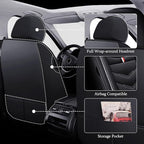 Car Seat Cover 7 Seats for Ford Explorer 2000-2025, Waterproof Durable Compatible Airbag, Premium Leather Seat Protector(7 Seats Luxury,Black White)